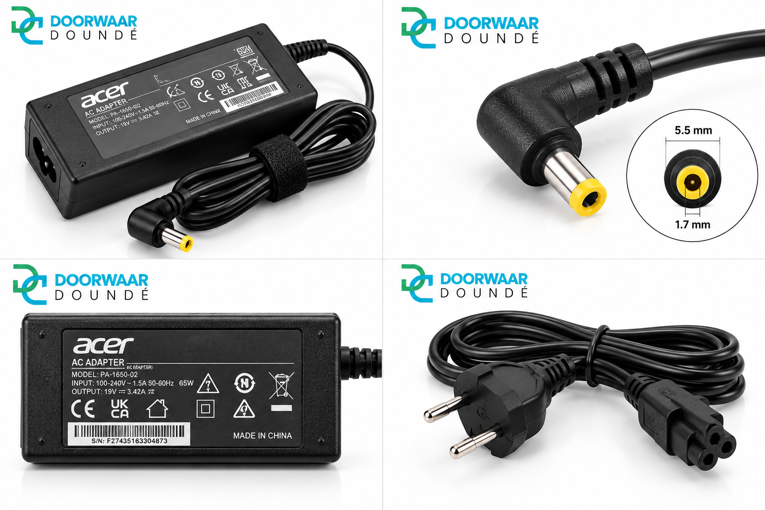 Chargeur Acer 65W 19V 3.42A – 5.5×1.7mm